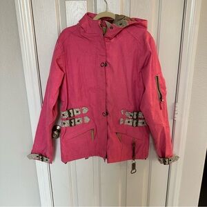 Ride Women's M Hooded Insulated Snowboard Jacket Y2K Patch  Snake Skin Pink EUC